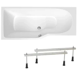 Siko 160x80 cm Laguna Beata Plus baignoire bain/douche asymétrique avec pieds, acrylique, gauche, blanc (BE1600LPLUS-SET)