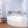 Baignoire Asymétrique|Siko 140x95 cm Laguna Luiza baignoire d'angle gain de place en acrylique, droite + tablier 140 cm + pieds, blanc (LU1400P-SET1)