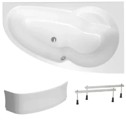 Baignoire Asymétrique|Siko 150x95 cm Laguna Luiza baignoire asymétrique en acrylique, droite + tablier 150 cm + pieds, blanc (LU1500P-SET1)