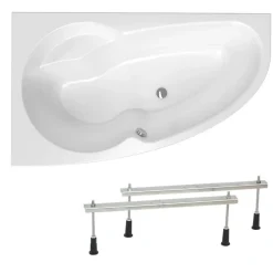 Baignoire Asymétrique|Siko 150x95 cm Laguna Luiza baignoire asymétrique, avec pieds, acrylique, gauche, blanc (LU1500L-SET)