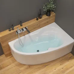 Siko 150x95 cm Laguna Luiza baignoire asymétrique avec pieds, acrylique, droite, blanc (LU1500P-SET)