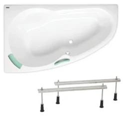 Baignoire Asymétrique|Siko 140x95 cm Laguna Luiza baignoire d'angle gain de place, avec pieds, acrylique, gauche, blanc (LU1400L-SET)