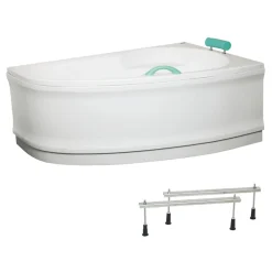 Siko 160x95 cm Laguna Luiza baignoire d'angle en acrylique, droite + tablier 160 cm + pieds, blanc (LU1600P-SET1)