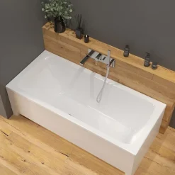 Siko 170x75 cm Nora Plus baignoire rectangulaire en acrylique, gauche et droite, sans pieds, blanc (NO1700PLUS)