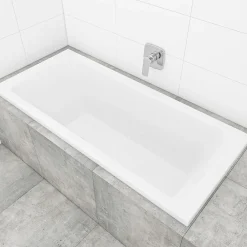 Baignoire Droite|Siko 180x80 cm Nora Plus baignoire rectangulaire en acrylique, gauche et droite, sans pieds, blanc (NO1800PLUS)