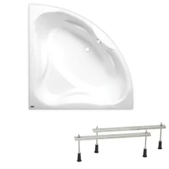 Siko 150x150 cm Royale baignoire d'angle avec pieds, Acrylique, Gauche et Droite, Blanc (RO1500NEW-SET)
