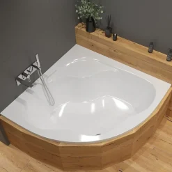 Baignoire D'Angle|Siko 150x150 cm Synthia Plus baignoire d'angle, acrylique, gauche et droite, sans pieds, blanc (SY1500PLUS)