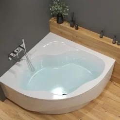 Baignoire D'Angle|Siko 150x150 cm Synthia Plus baignoire d'angle, acrylique, gauche et droite, sans pieds, blanc (SY1500PLUS)