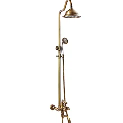 Silla Global Silla Élégant Colonne de Douche retro avec Mitigeur Réglable en Hauteur Système de Douche, Vintage Doré