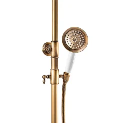 Silla Global Silla Élégant Colonne de Douche retro avec Mitigeur Réglable en Hauteur Système de Douche, Vintage Doré