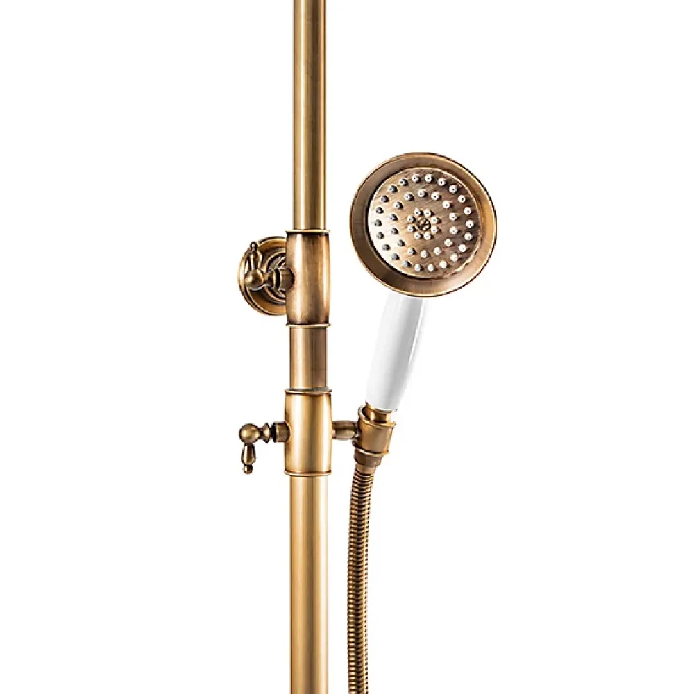 Silla Global Silla Élégant Colonne de Douche retro avec Mitigeur Réglable en Hauteur Système de Douche, Vintage Doré