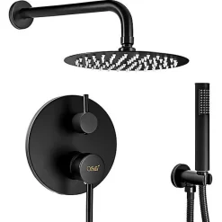 Silla Global Silla Élégant Colonne de Douche en Laiton Encastrée, Ensemble de Douche Mécanique, Noir mat