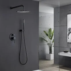 Silla Global Silla Élégant Colonne de Douche en Laiton Encastrée, Ensemble de Douche Mécanique, Noir mat