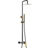 Colonne De Douche Mécanique|Silla Global Silla Élégant Colonne de Douche avec Mitigeur Réglable en Hauteur Système de Douche, Noir / Doré