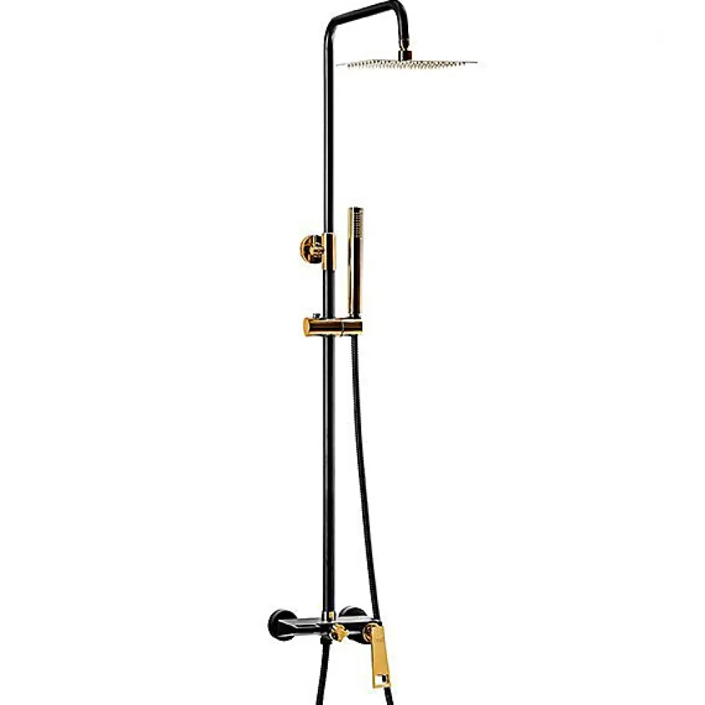 Colonne De Douche Mécanique|Silla Global Silla Élégant Colonne de Douche avec Mitigeur Réglable en Hauteur Système de Douche, Noir / Doré