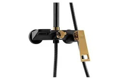 Colonne De Douche Mécanique|Silla Global Silla Élégant Colonne de Douche avec Mitigeur Réglable en Hauteur Système de Douche, Noir / Doré
