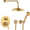 Colonne De Douche Encastrable|Silla Global Silla Élégant Colonne de Douche retro en Laiton Encastrée, Ensemble de Douche Mécanique, Vintage Doré