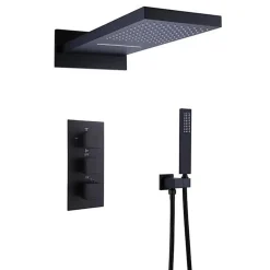 Silla Global Silla Élégant Colonne de Douche Thermostatique en Laiton Encastrée, Ensemble de Douche Mécanique, Noir