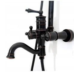 Silla Global Silla Élégant Colonne de Douche retro avec Mitigeur Réglable en Hauteur Système de Douche, Noir