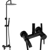 Colonne De Douche Mécanique|Silla Global Silla Élégant Colonne de Douche retro avec Mitigeur Réglable en Hauteur Système de Douche, Noir