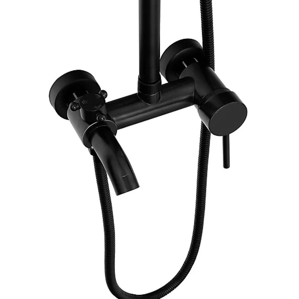 Colonne De Douche Mécanique|Silla Global Silla Élégant Colonne de Douche retro avec Mitigeur Réglable en Hauteur Système de Douche, Noir
