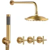 Colonne De Douche Encastrable|Silla Global Silla Élégant Colonne de Douche retro en Laiton Encastrée, Ensemble de Douche Mécanique, Vintage Doré