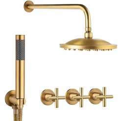 Colonne De Douche Encastrable|Silla Global Silla Élégant Colonne de Douche retro en Laiton Encastrée, Ensemble de Douche Mécanique, Vintage Doré