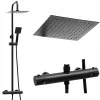 Colonne De Douche Mécanique|Silla Global Silla Élégant Colonne de Douche avec Mitigeur Réglable en Hauteur Système de Douche, Noir mat