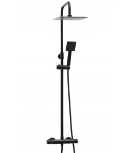 Colonne De Douche Mécanique|Silla Global Silla Élégant Colonne de Douche avec Mitigeur Réglable en Hauteur Système de Douche, Noir mat