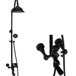 Colonne De Douche Mécanique|Silla Global Silla Élégant Colonne de Douche retro avec Mitigeur Réglable en Hauteur Système de Douche, Noir