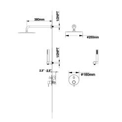 Colonne De Douche Encastrable|Silla Global Silla Élégant Colonne de Douche en Laiton Encastrée, Ensemble de Douche Mécanique, Doré