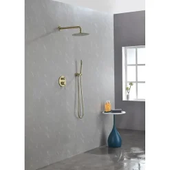 Colonne De Douche Encastrable|Silla Global Silla Élégant Colonne de Douche en Laiton Encastrée, Ensemble de Douche Mécanique, Doré