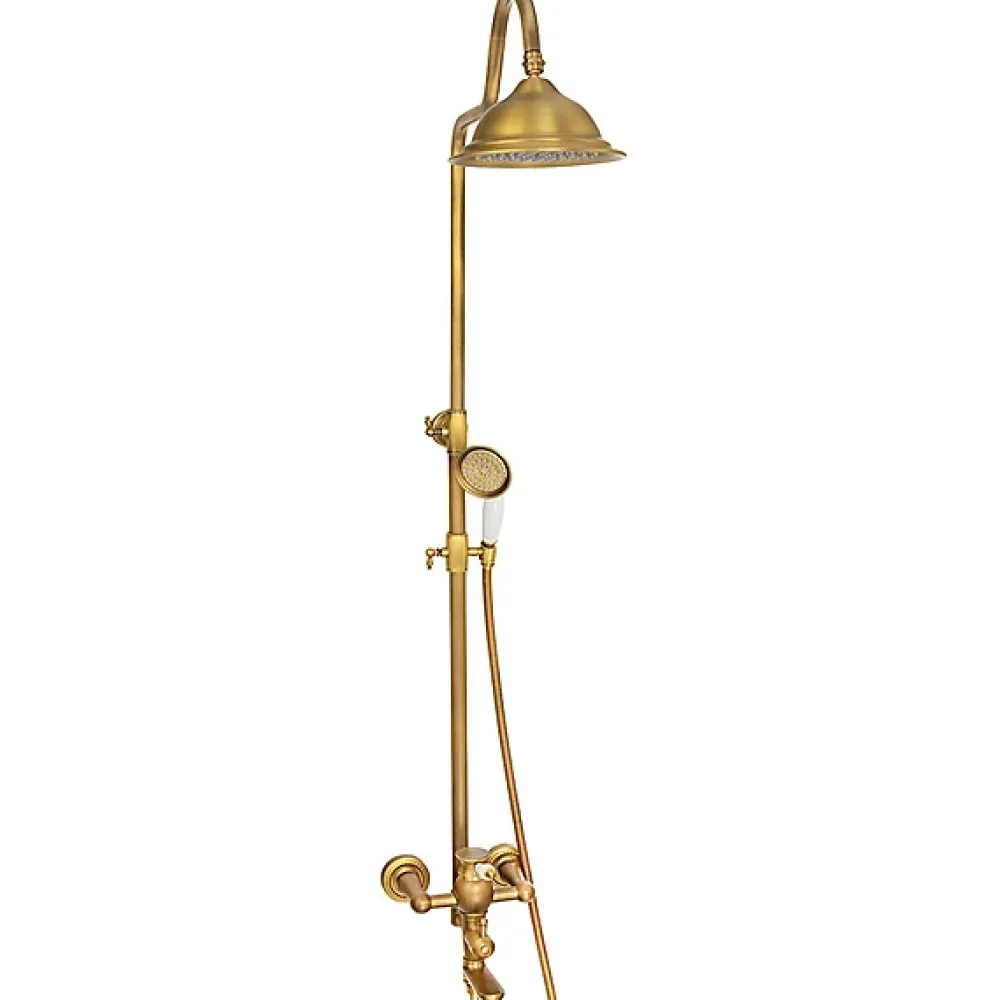 Silla Global Silla Élégant Colonne de Douche retro avec Mitigeur Réglable en Hauteur Système de Douche, Vintage Doré