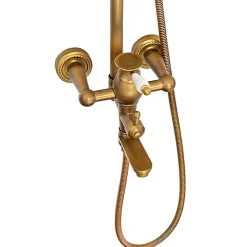 Silla Global Silla Élégant Colonne de Douche retro avec Mitigeur Réglable en Hauteur Système de Douche, Vintage Doré