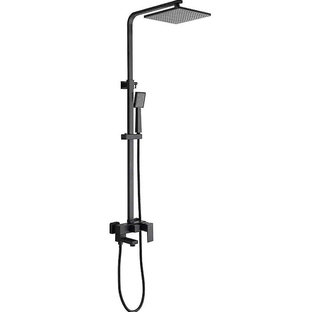 Silla Global Silla Élégant Colonne de Douche avec Mitigeur Réglable en Hauteur Système de Douche, Noir mat