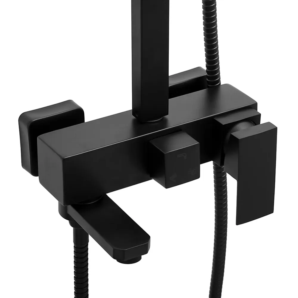 Silla Global Silla Élégant Colonne de Douche avec Mitigeur Réglable en Hauteur Système de Douche, Noir mat