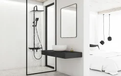 Silla Global Silla Élégant Colonne de Douche avec Mitigeur Réglable en Hauteur Système de Douche, Noir