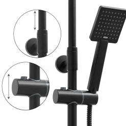 Silla Global Silla Élégant Colonne de Douche avec Mitigeur Réglable en Hauteur Système de Douche, Noir