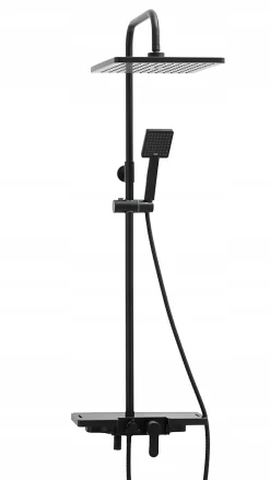 Silla Global Silla Élégant Colonne de Douche avec Mitigeur Réglable en Hauteur Système de Douche, Noir