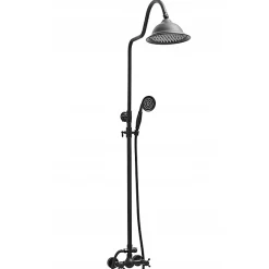 Colonne De Douche Mécanique|Silla Global Silla Élégant Colonne de Douche retro avec Mitigeur Réglable en Hauteur Système de Douche, Noir