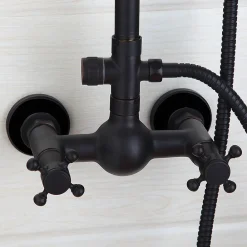 Colonne De Douche Mécanique|Silla Global Silla Élégant Colonne de Douche retro avec Mitigeur Réglable en Hauteur Système de Douche, Noir