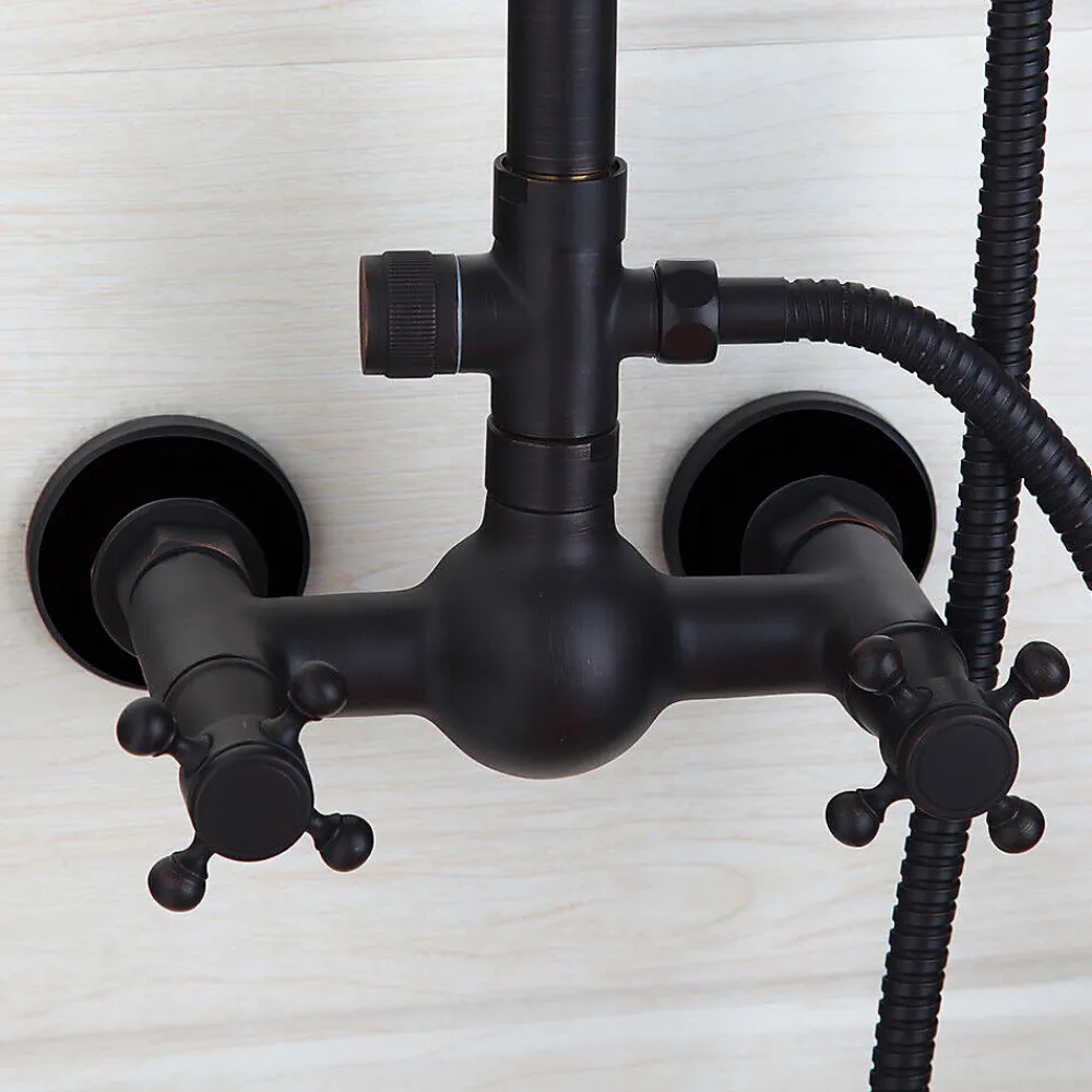 Colonne De Douche Mécanique|Silla Global Silla Élégant Colonne de Douche retro avec Mitigeur Réglable en Hauteur Système de Douche, Noir