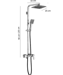 Silla Global Silla Élégant Colonne de Douche avec Mitigeur Réglable en Hauteur Système de Douche, Noir