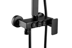 Silla Global Silla Élégant Colonne de Douche avec Mitigeur Réglable en Hauteur Système de Douche, Noir