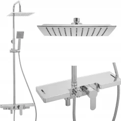 Silla Global Silla Élégant Colonne de Douche avec Mitigeur Réglable en Hauteur Système de Douche, Chrome