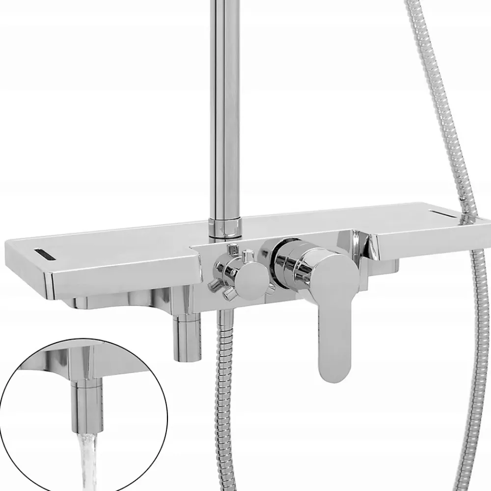 Silla Global Silla Élégant Colonne de Douche avec Mitigeur Réglable en Hauteur Système de Douche, Chrome
