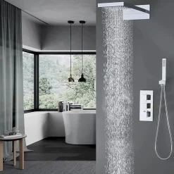 Colonne De Douche Encastrable|Silla Global Silla Élégant Colonne de Douche Thermostatique en Laiton Encastrée, Ensemble de Douche Mécanique, Chrome