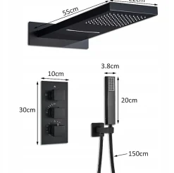 Colonne De Douche Encastrable|Silla Global Silla Élégant Colonne de Douche Thermostatique en Laiton Encastrée, Ensemble de Douche Mécanique, Chrome