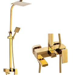 Silla Global Silla Élégant Colonne de Douche avec Mitigeur Réglable en Hauteur Système de Douche, Doré