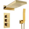 Silla Global Silla Élégant Colonne de Douche Thermostatique en Laiton Encastrée, Ensemble de Douche Mécanique, Doré
